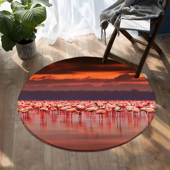 Okrągły dywan z motywem flamingów