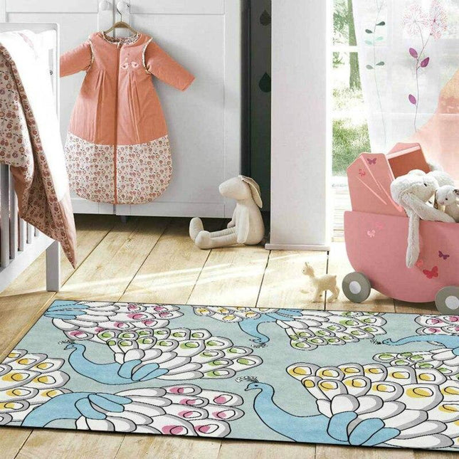 Dywan dziecięcy w kolorowe pawie wzory