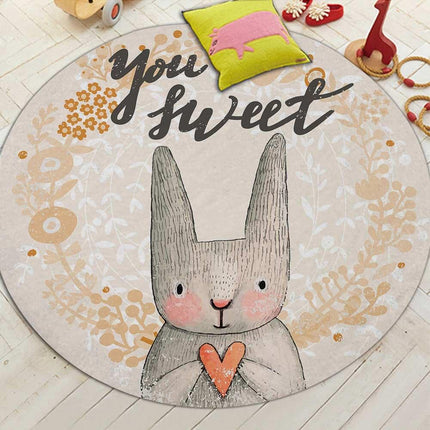 Okrągły dywan dziecięcy ze słodkim królikiem