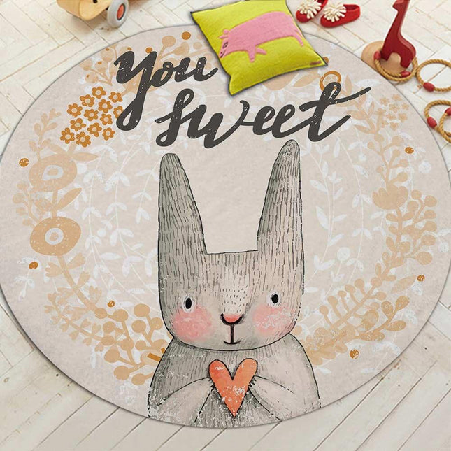 Okrągły dywan dziecięcy ze słodkim królikiem