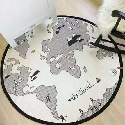 Okrągły dywan mapa świata dla dziecka