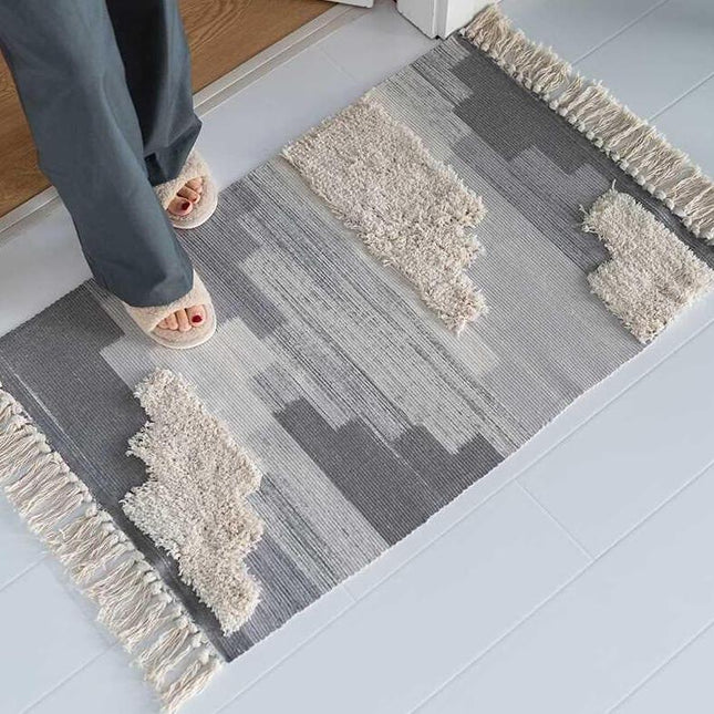 Bawełniany chodnik do sypialni z frędzlami