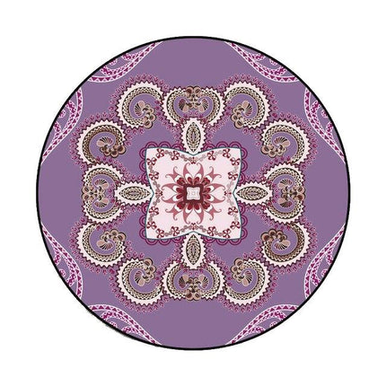 Duży okrągły dywan fioletowy wzorzysty