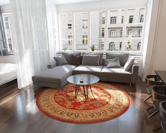 Mały okrągły dywan czerwony orientalny