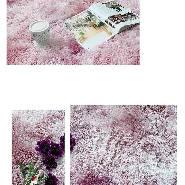 Okrągły puszysty dywan shaggy różowy