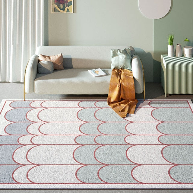 Nowoczesny dywan w łuki niebiesko-biały