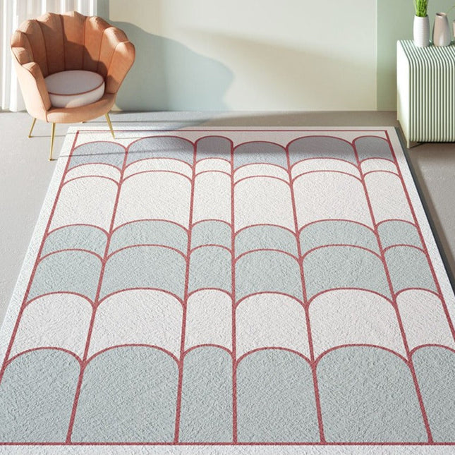 Nowoczesny dywan w łuki niebiesko-biały