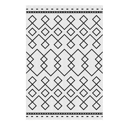 Czarno-biały dywan skandynawski w geometryczne wzory