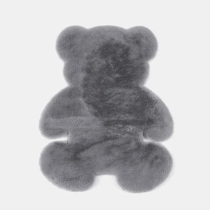 Ciemnoszary dywanik futrzany w kształcie misia