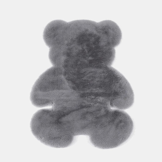 Ciemnoszary dywanik futrzany w kształcie misia