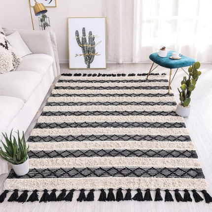 Dywan berberyjski ecru w czarne pasy