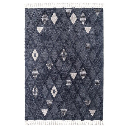 Czarny wełniany dywan berberyjski w romby