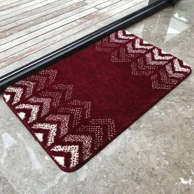 Bordowy dywanik łazienkowy wzór geometryczny