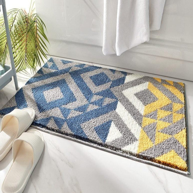 Geometryczny dywanik do łazienki antypoślizgowy