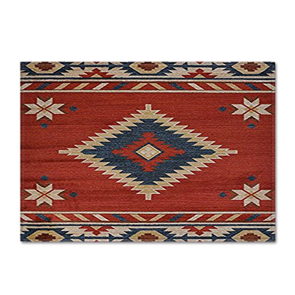 Czerwono-beżowy dywan do salonu etniczny