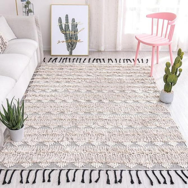 Dywan berberyjski ecru z frędzlami