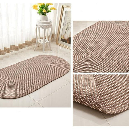 Naturalny owalny dywan pleciony z juty