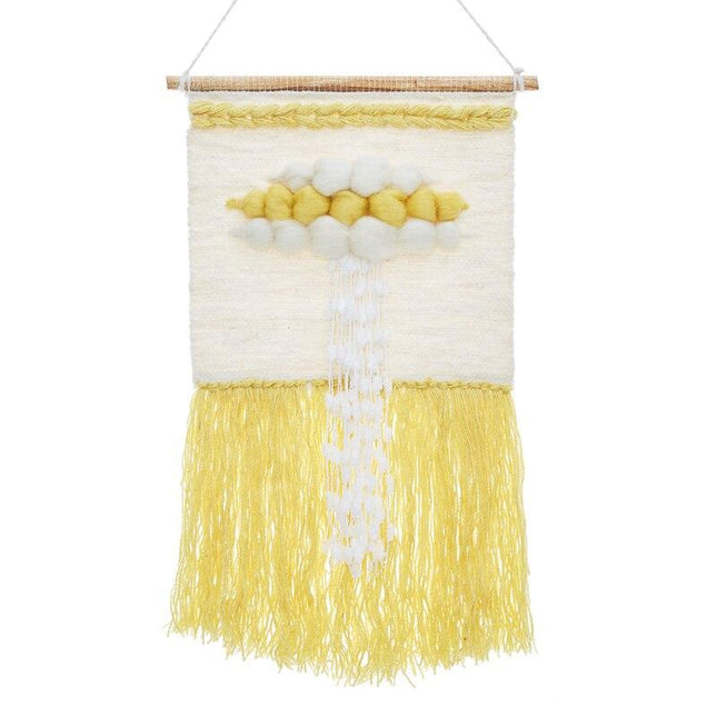 Makrama ścienna z żółtą chmurką