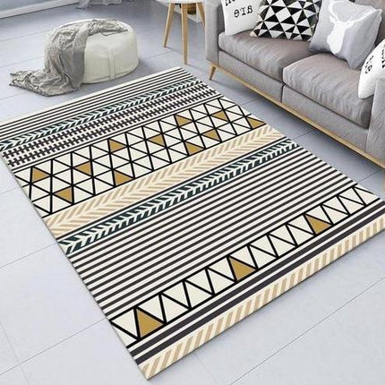 Żółty dywan winylowy w etniczne wzory