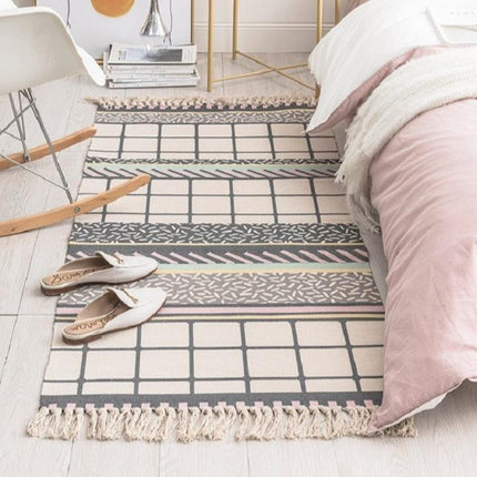 Nowoczesny dywan pudrowy róż z beżem