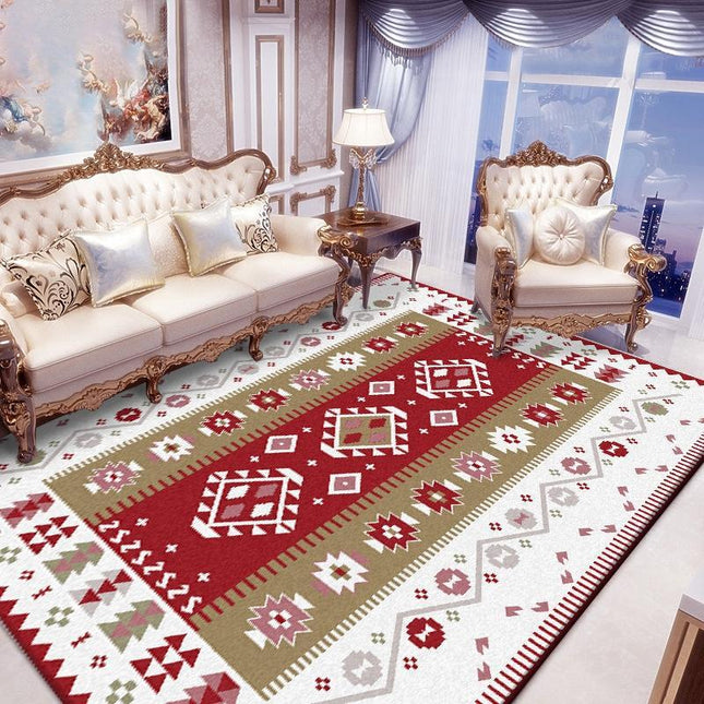 Czerwono-biały dywan do salonu nowoczesny