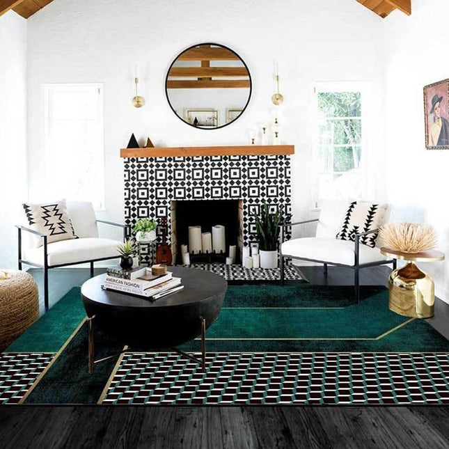 Szmaragdowy dywan do salonu nowoczesny