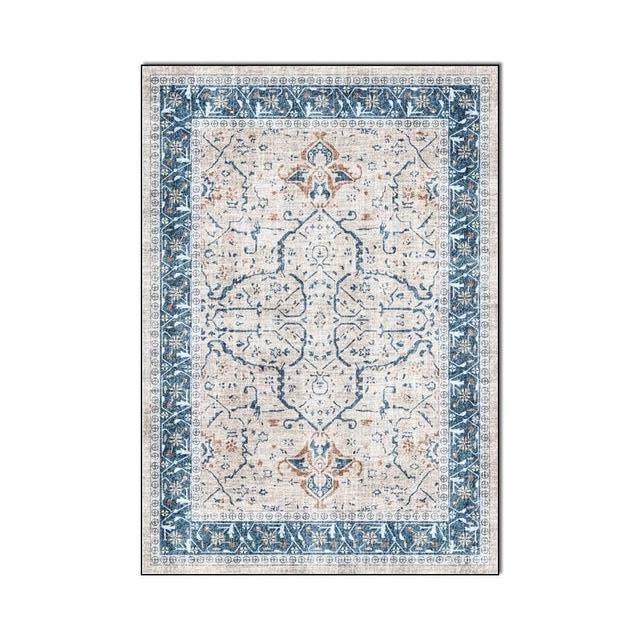 Niebiesko-beżowy dywan w stylu vintage