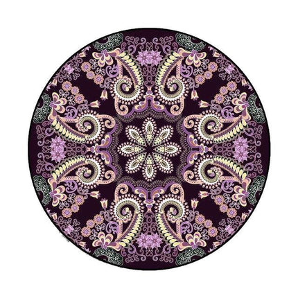 Ciemnofioletowy okrągły dywan paisley
